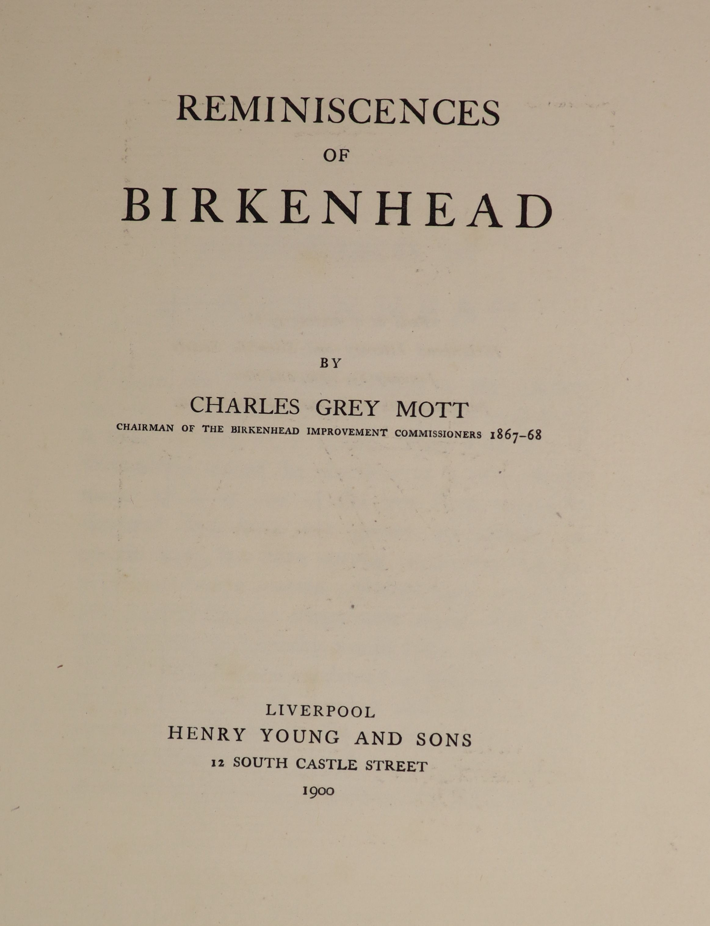Robinson, William. The Mersey & Irwell with their Principal Tributaries. Manchester, small quarto, 1888. Lithographic title page and 25 leaves containing 27 lithographic plates, followed by 20 pages of text. Original clo